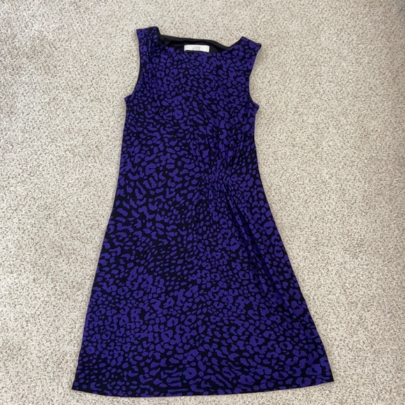 LOFT Purple & Black Animal Print Dress, XS - Picture 2 of 13
